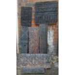 A collection of seven antique carved panels from the Kafiristan region of Afghanistan. 72x33cm (