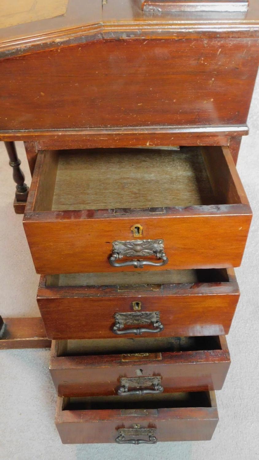 A Edwardian mahogany and inlaid davenport fitted four drawers. 81x53x53cm - Image 5 of 7