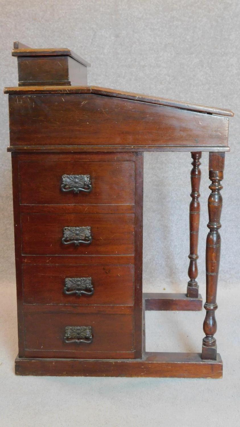 A Edwardian mahogany and inlaid davenport fitted four drawers. 81x53x53cm - Image 2 of 7