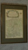 An antique framed and glazed map of the Islington area by Benjamin Cole (1695 – 1766)?. H.50 W.36cm