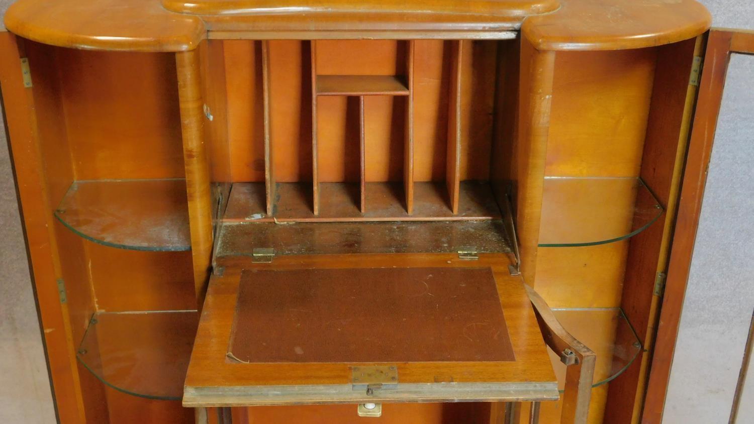A burr walnut Art Deco style bureau/cabinet. 111x12x34cm - Image 3 of 4