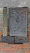 A collection of five carved antique panels from the Kafiristan region of Afghanistan. H.84 W.44cm (