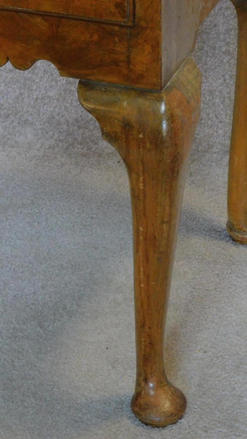 A mid Georgian style walnut and featherbanded lowboy on cabriole supports. 77x106x51cm - Image 3 of 5