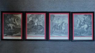 A set of four framed and glazed prints, cavalry. 58x45cm