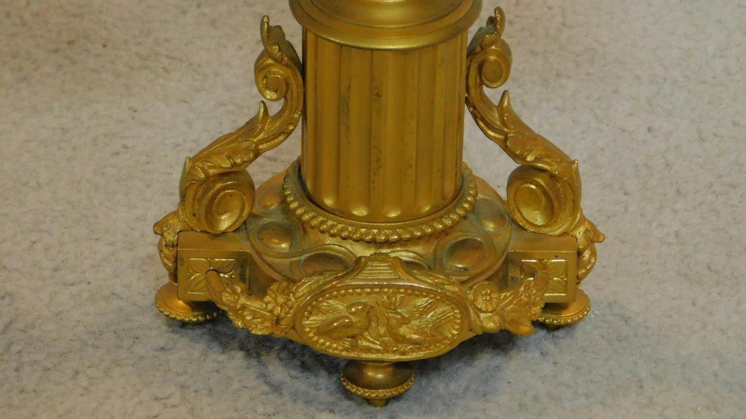 A pair of 19th century Empire style gilt metal three branch candelabra. H.29cm - Image 3 of 5