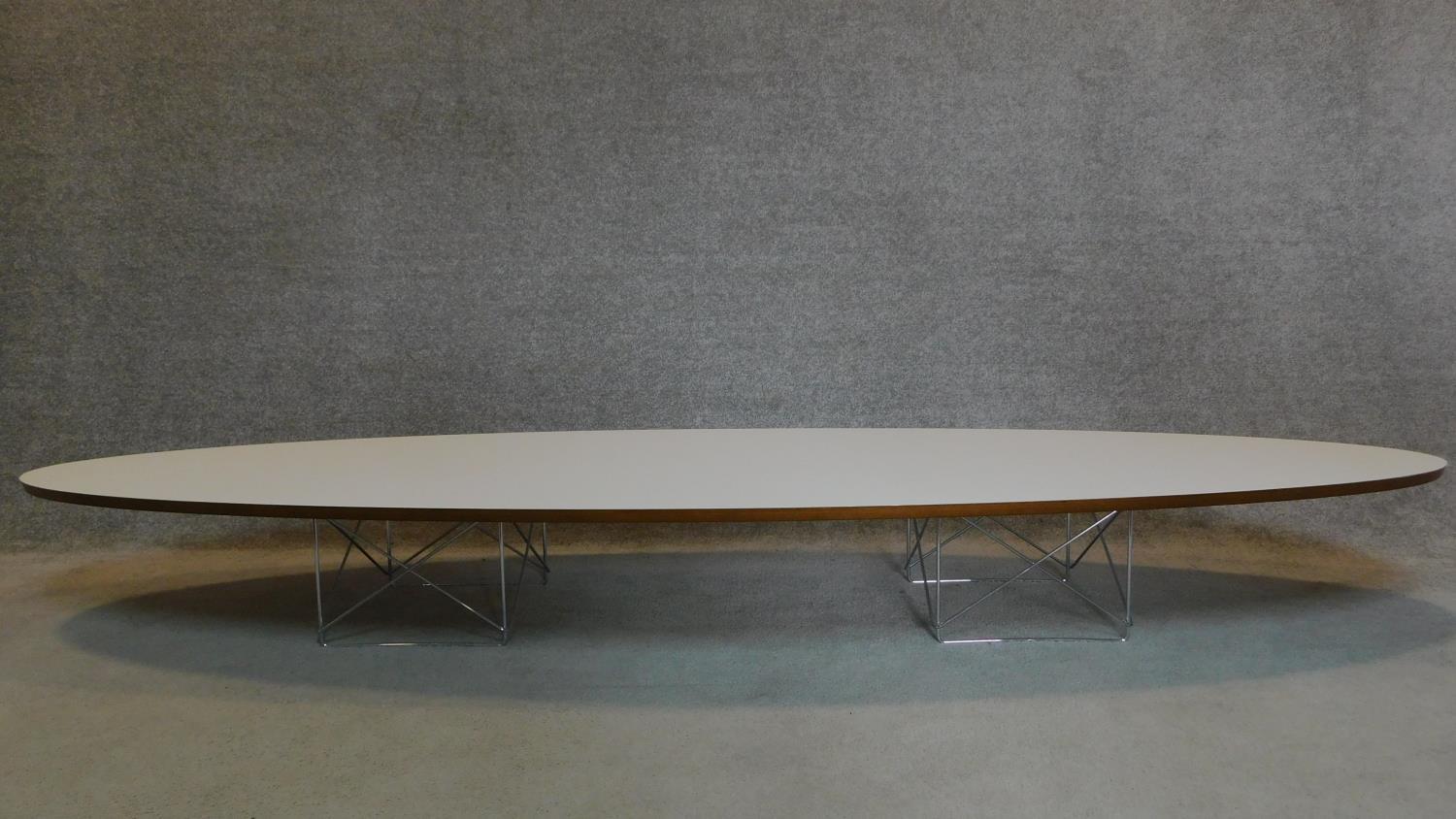 A long oval low coffee table, The Eames Table by Vitra, label to underside. 25x227x75cm - Image 2 of 5