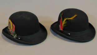 Two bowler hats, medium size, new and unworn.