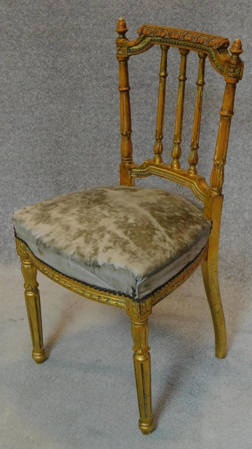 Three gilt framed French style dining chairs. H.86cm - Image 2 of 6
