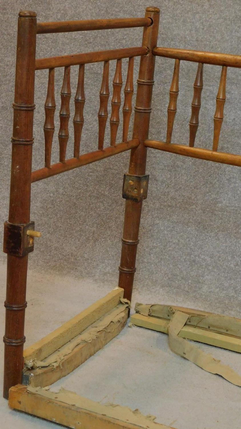 A Regency mahogany faux bamboo style child's bed. 82x176x60cm (A/F with parts missing) - Image 3 of 6