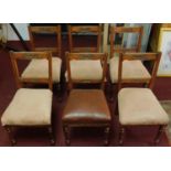 A set of six Edwardian carved beech framed dining chairs. H.86cm