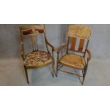 Two late Victorian inlaid armchairs. H.88cm