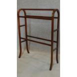 An Edwardian mahogany and satinwood inlaid towel rail. H.93 W.71 D.28cm