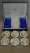 A boxed set of six Ainsley bone china coffeee cups and saucers.