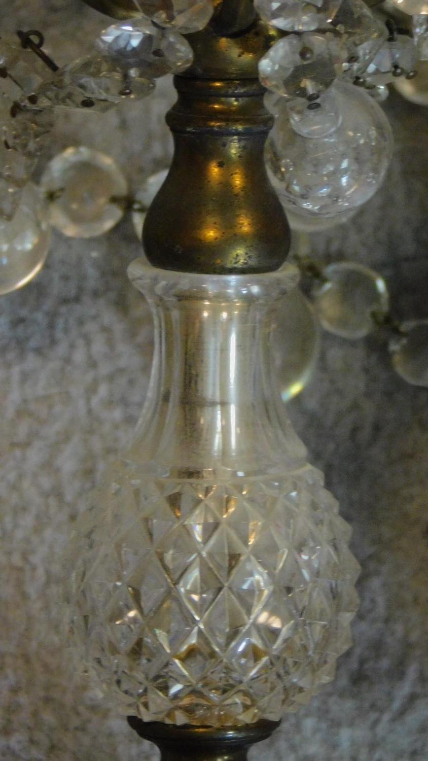 A crystal ceiling chandelier and two other similar light fittings. (A/F and in need of repair, not - Image 11 of 12