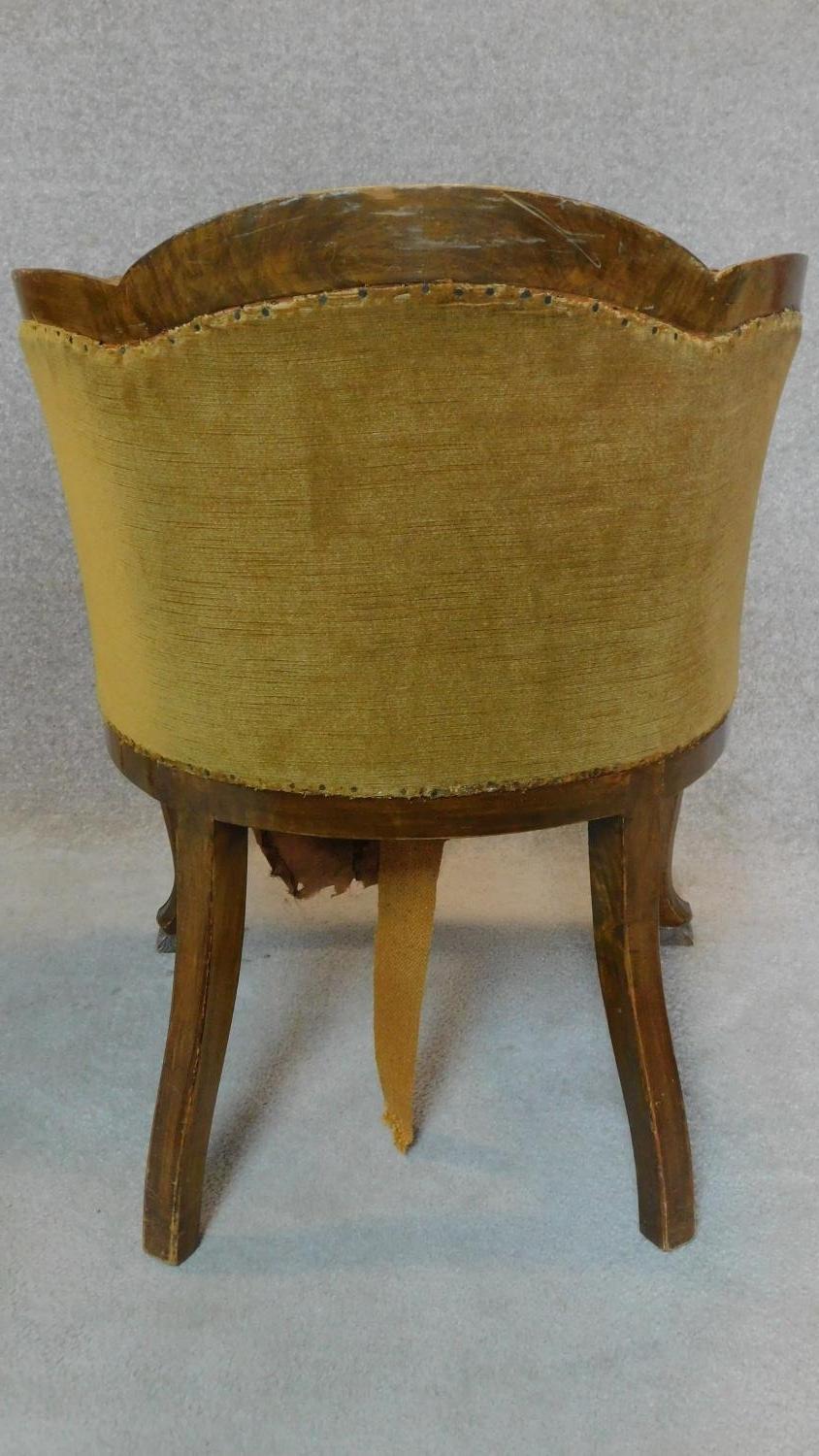 A pair of mid 20th century Queen Anne style walnut tub chairs on cabriole supports. H.84cm - Image 6 of 9