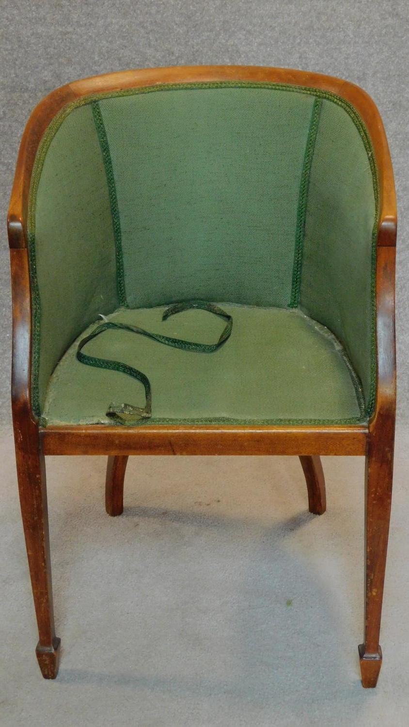 An early 20th century beech framed tub armchair. H.81cm - Image 2 of 6