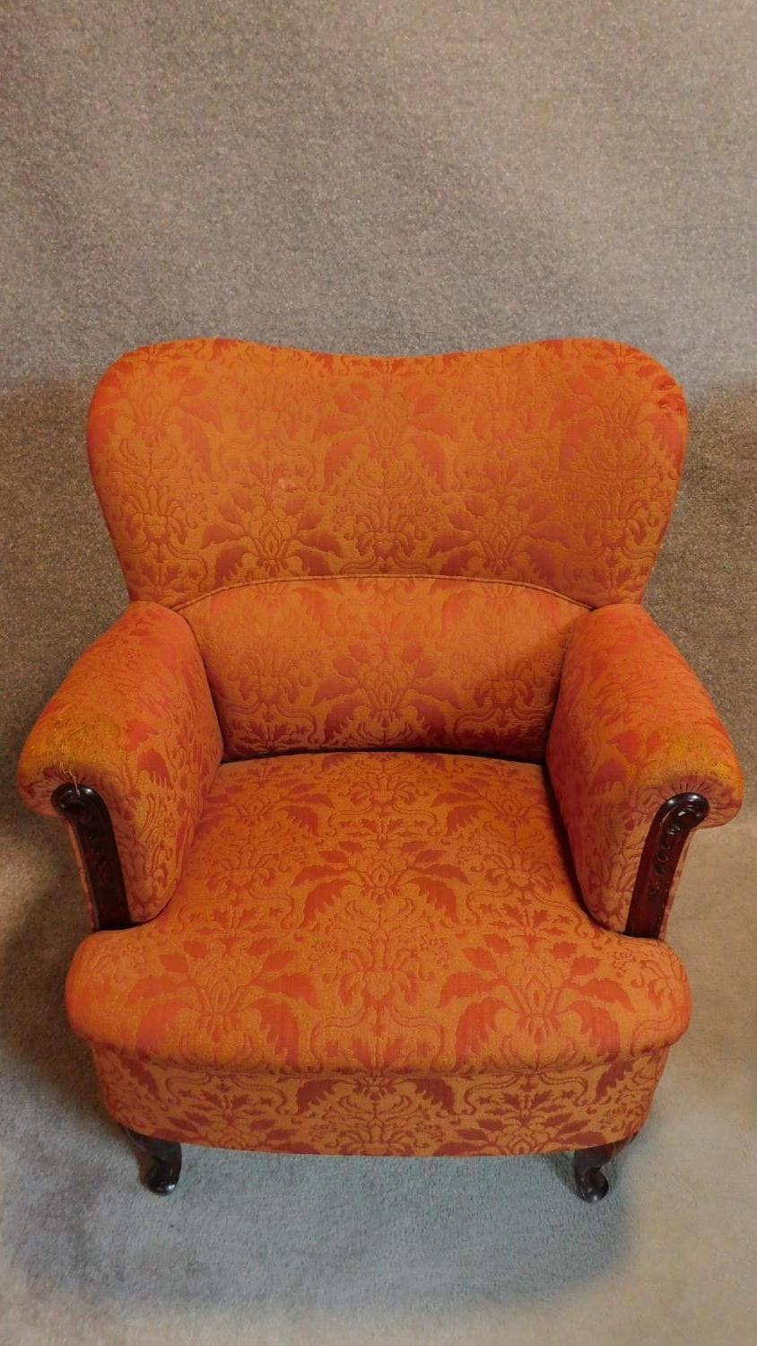 A pair of floral upholstered tub armchairs. H.87 - Image 3 of 8