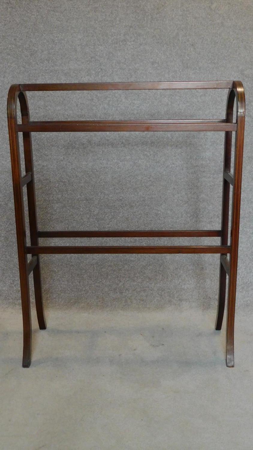 An Edwardian mahogany and satinwood inlaid towel rail. H.93 W.71 D.28cm - Image 2 of 3