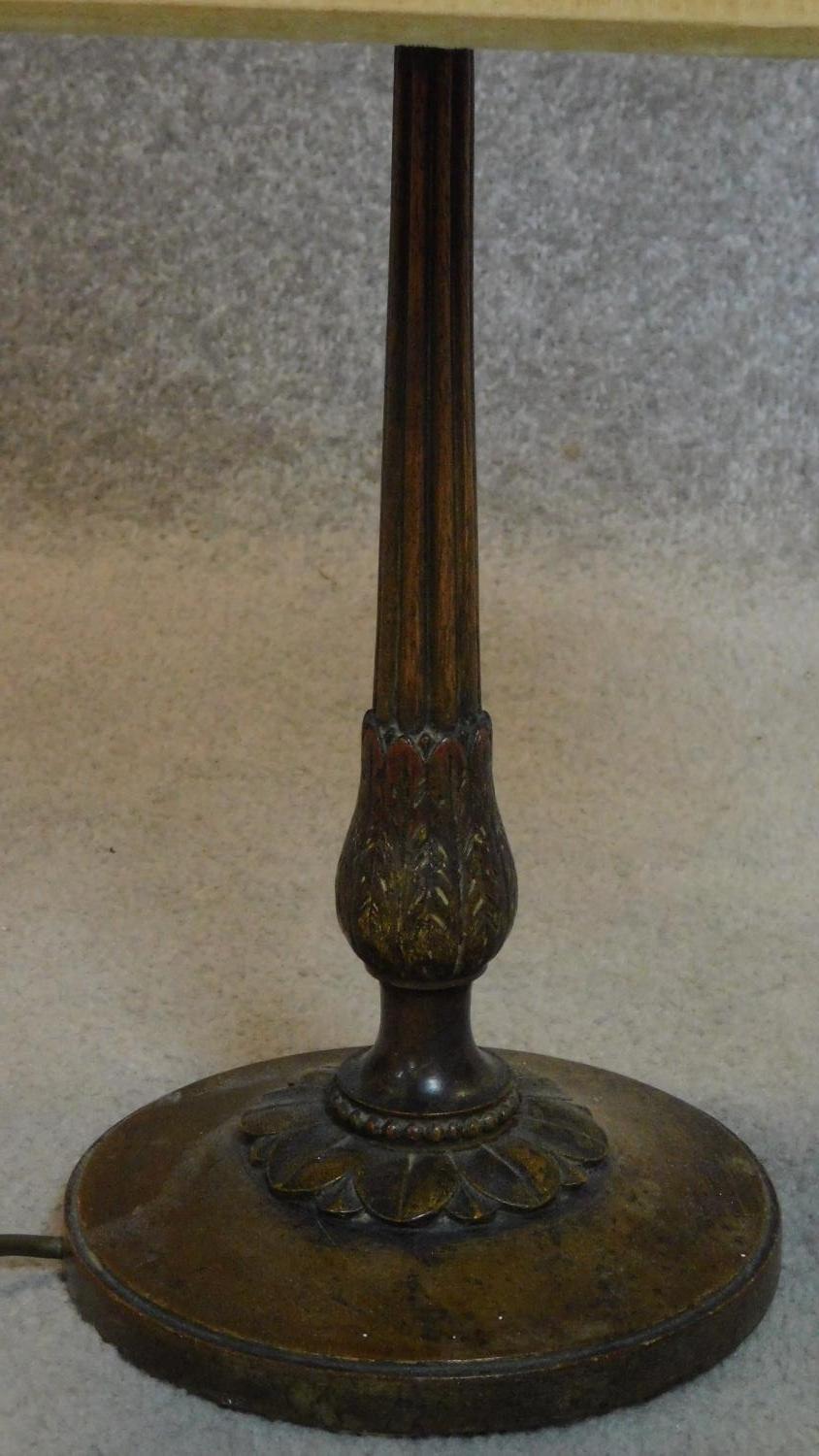 A pair of mahogany carved and gilded table lamps. H.62cm - Image 2 of 6