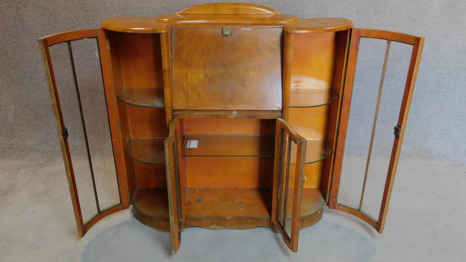 A burr walnut Art Deco style bureau/cabinet. 111x12x34cm - Image 2 of 4
