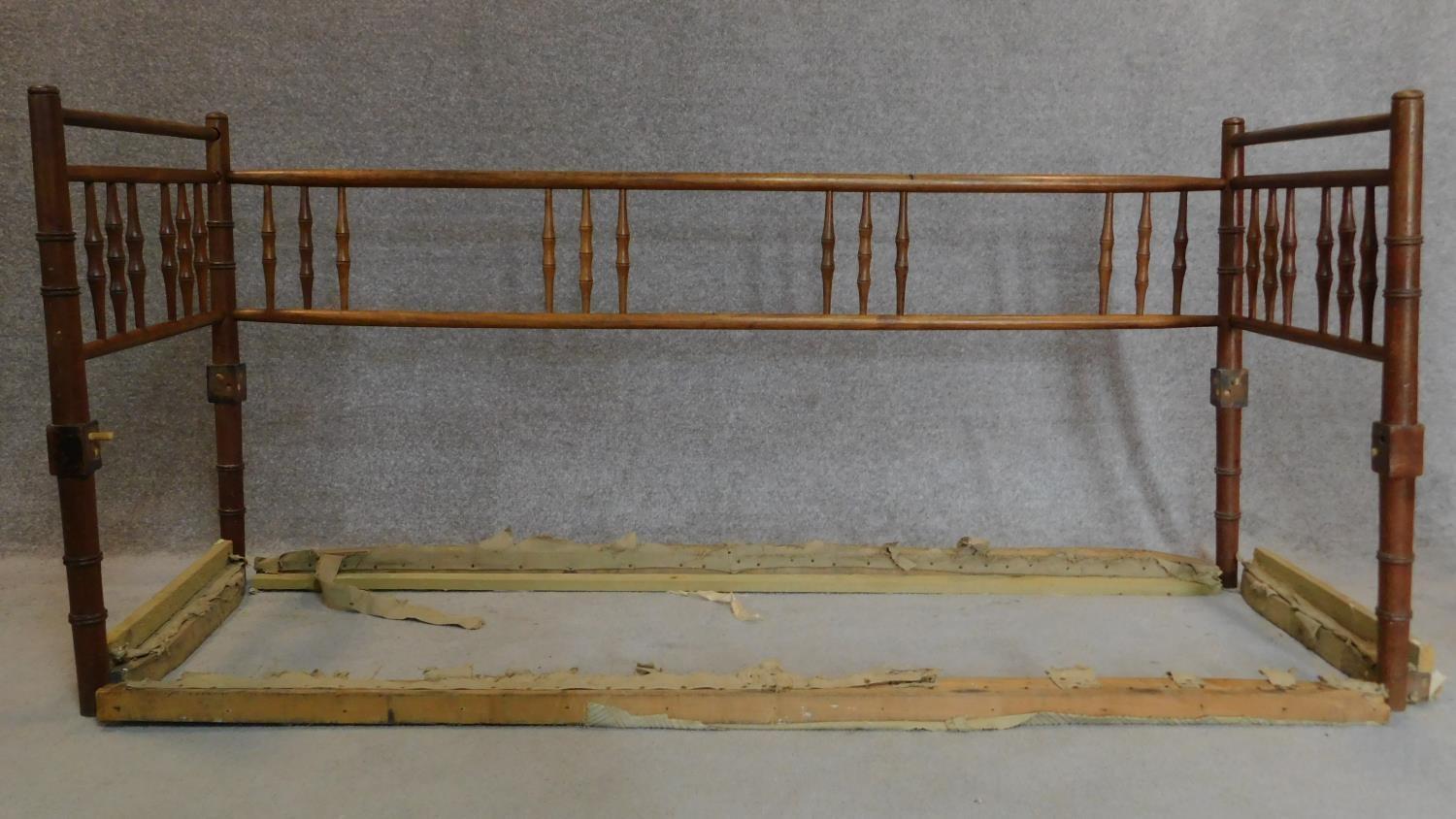 A Regency mahogany faux bamboo style child's bed. 82x176x60cm (A/F with parts missing) - Image 2 of 6