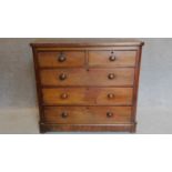A Victorian mahogany chest of two short over three long drawers on plinth base. 109x122x53cm