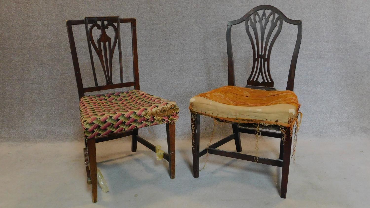 Two 19th century mahogany dining chairs. H.92cm