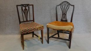 Two 19th century mahogany dining chairs. H.92cm