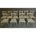 A set of ten white painted Georgian style dining chairs. H.86cm