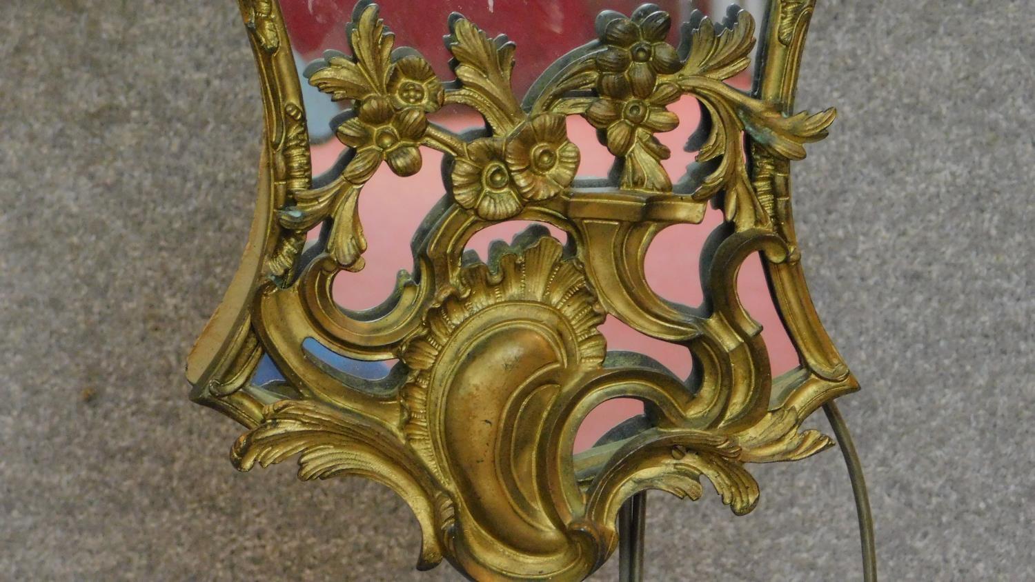 A gilt metal Rococo style standard lamp fitted adjustable glass panel. H.170cm - Image 3 of 9