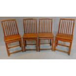 A set of four Chinese style teak dining chairs. H.101cm