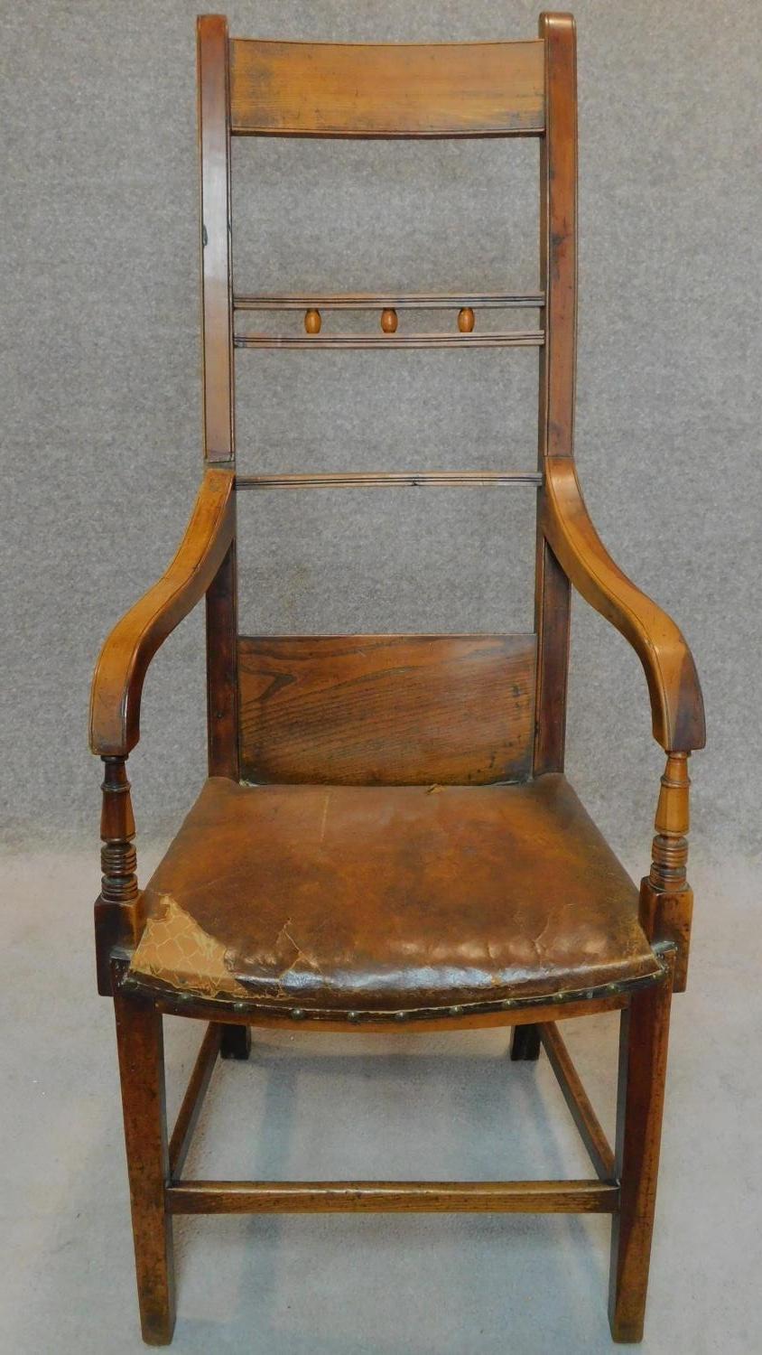 A 19th century country elm and yew armchair. H.124cm - Image 2 of 7