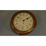 A late 19th century walnut cased Smith's wall clock. 40x40cm (glass missing)