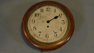 A late 19th century walnut cased Smith's wall clock. 40x40cm (glass missing)