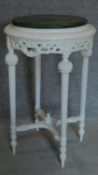 A white painted Louis XVI style marble topped occasional table. 77x47cm