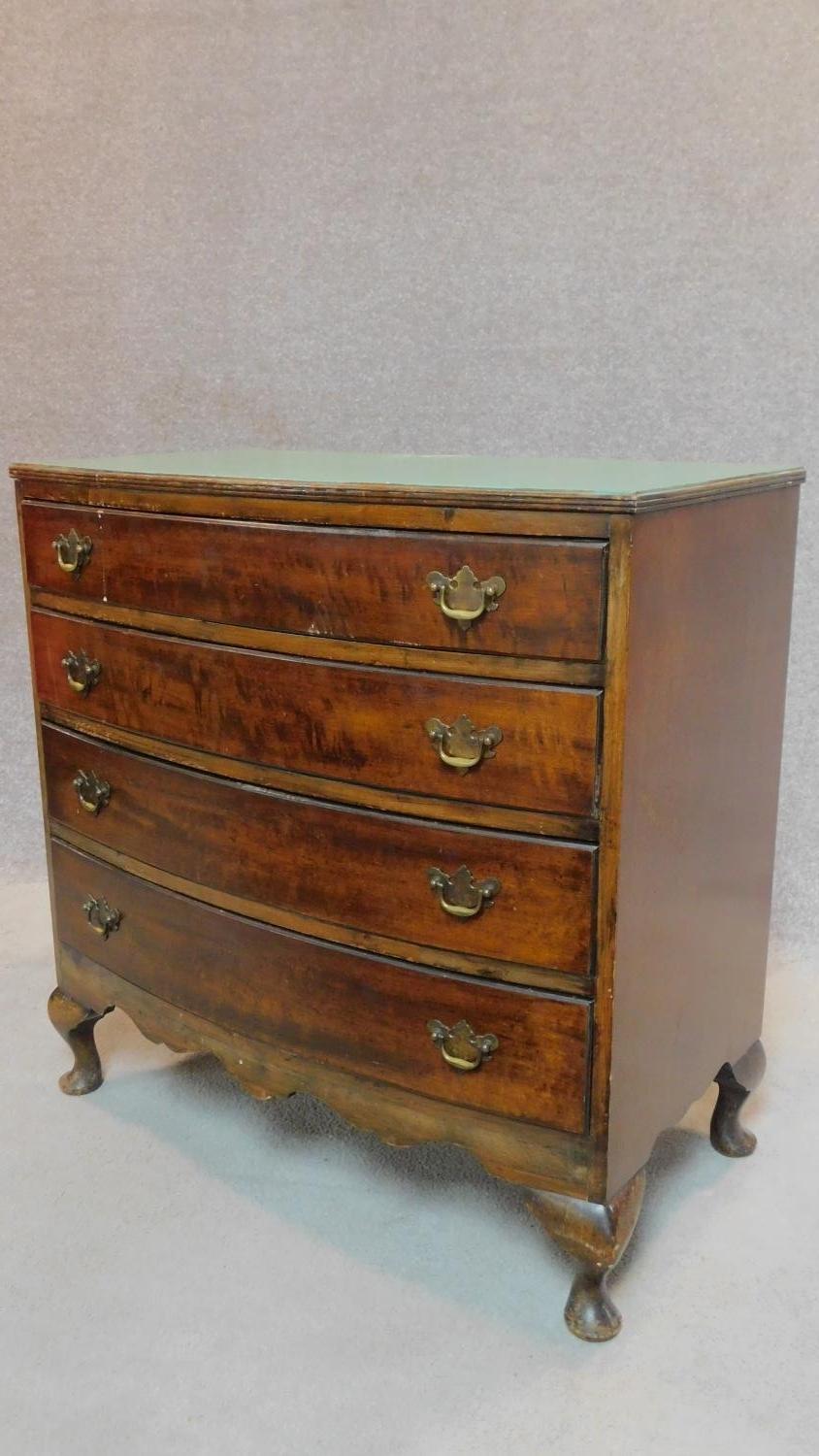 A mid 20th century mahogany Georgian style bowfront chest of drawers. H.84 W.83 D.46cm - Image 4 of 6