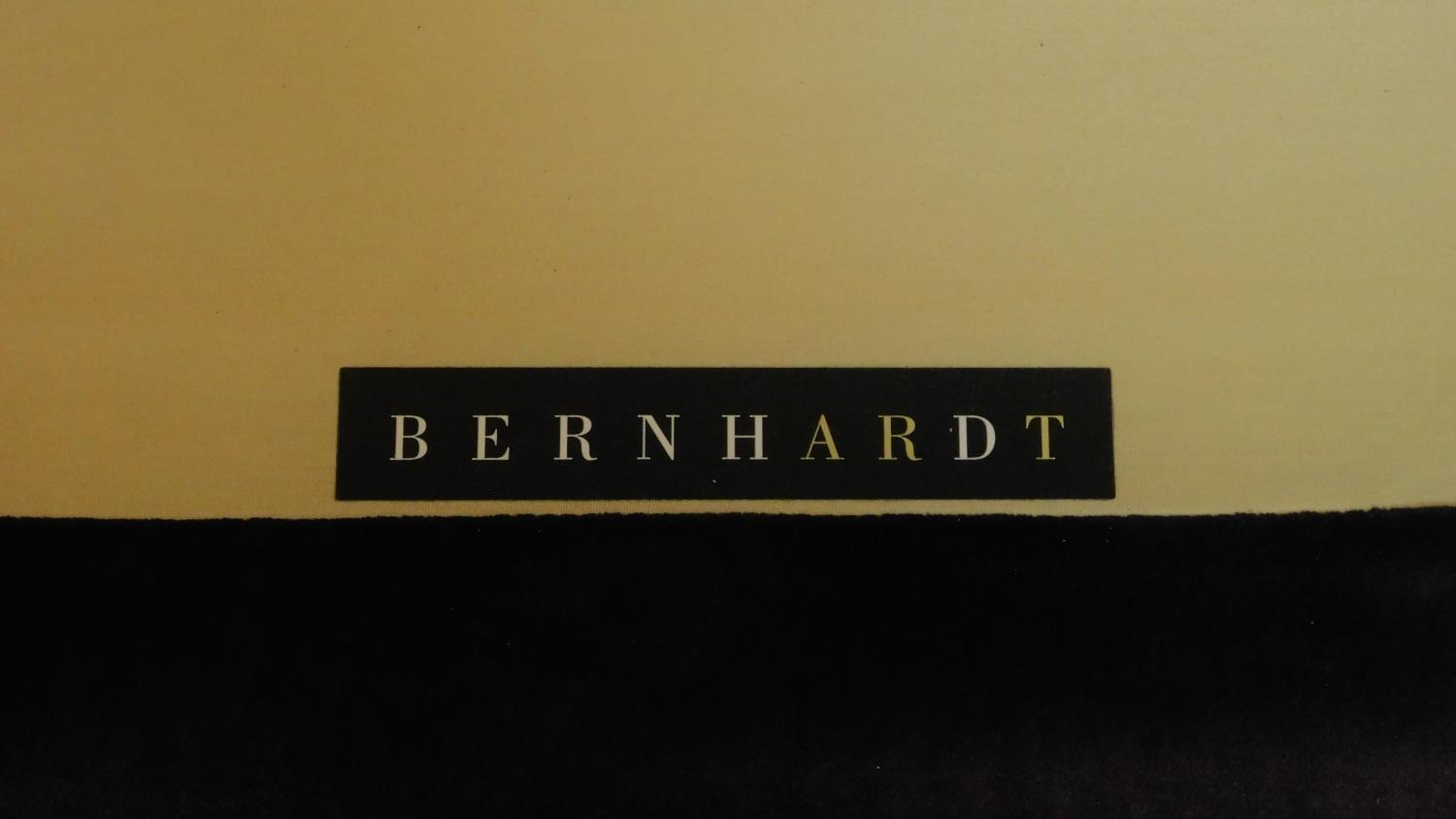 A Victorian style three seater sofa in purple velvet upholstery, makers label: Bernhardt. - Image 4 of 5
