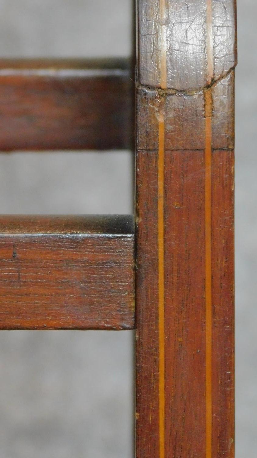 An Edwardian mahogany and satinwood inlaid towel rail. H.93 W.71 D.28cm - Image 3 of 3