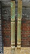 A pair of antique Indian carved, gilded and painted pillars. 209x16cm (largest)