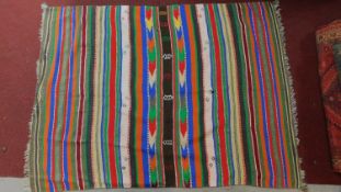 A Kelim Rug with multicolour stripes and fringes 210x155cm