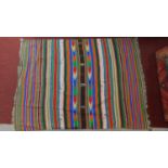 A Kelim Rug with multicolour stripes and fringes 210x155cm