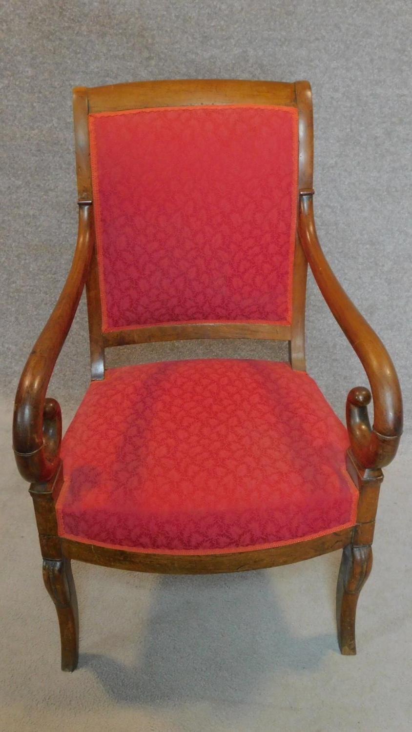 A 19th century mahogany Empire style armchair on cabriole supports. H.92cm - Image 2 of 5