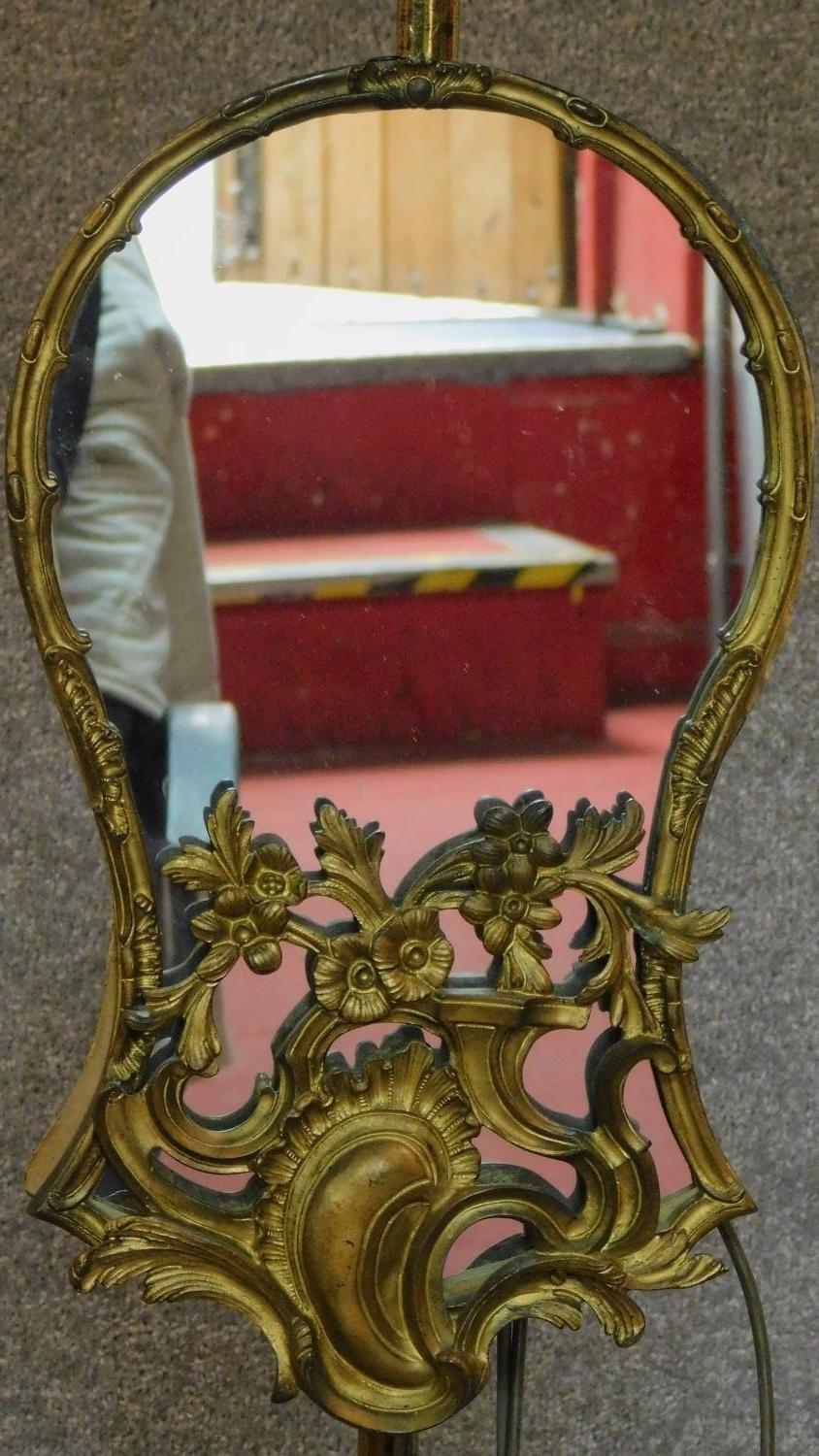 A gilt metal Rococo style standard lamp fitted adjustable glass panel. H.170cm - Image 2 of 9