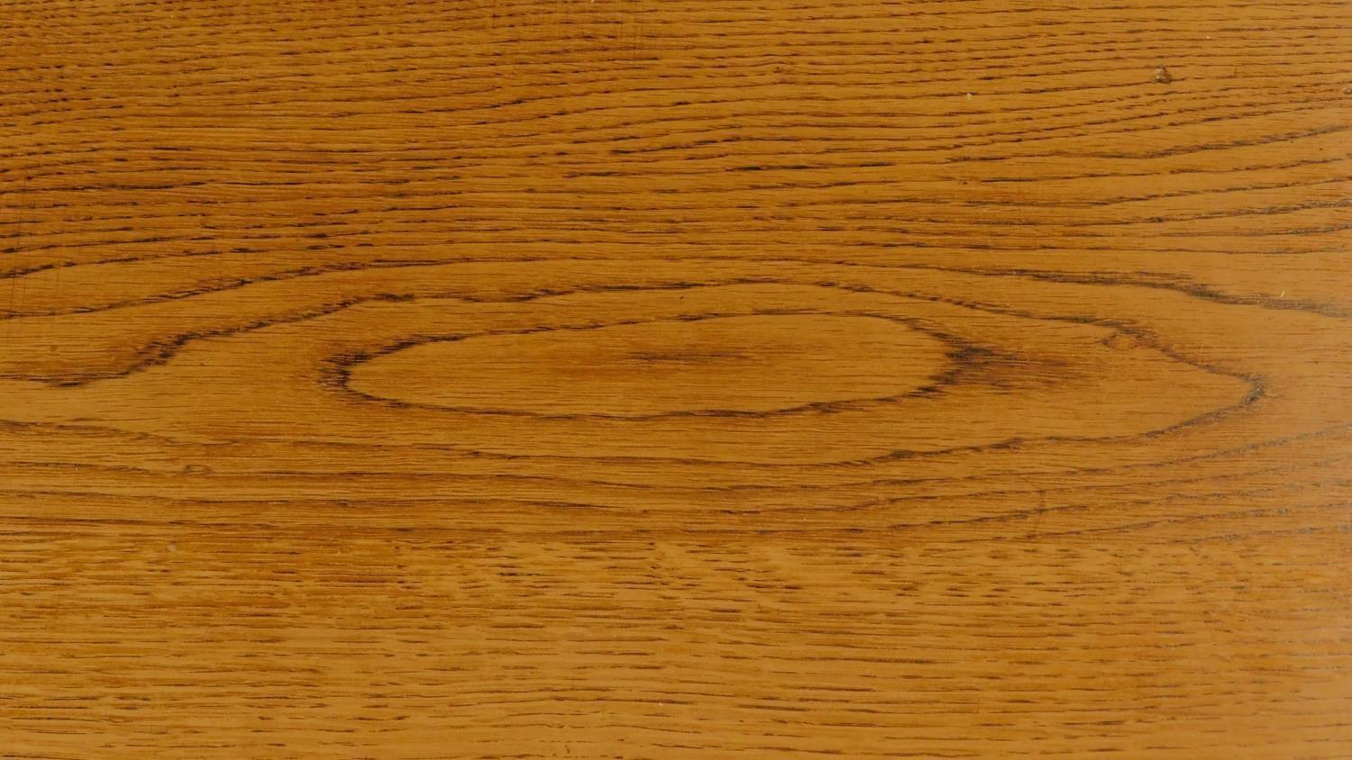 An oak country style planked top refectory table on square tapering supports. H.76 W.193 D.91cm - Image 5 of 5