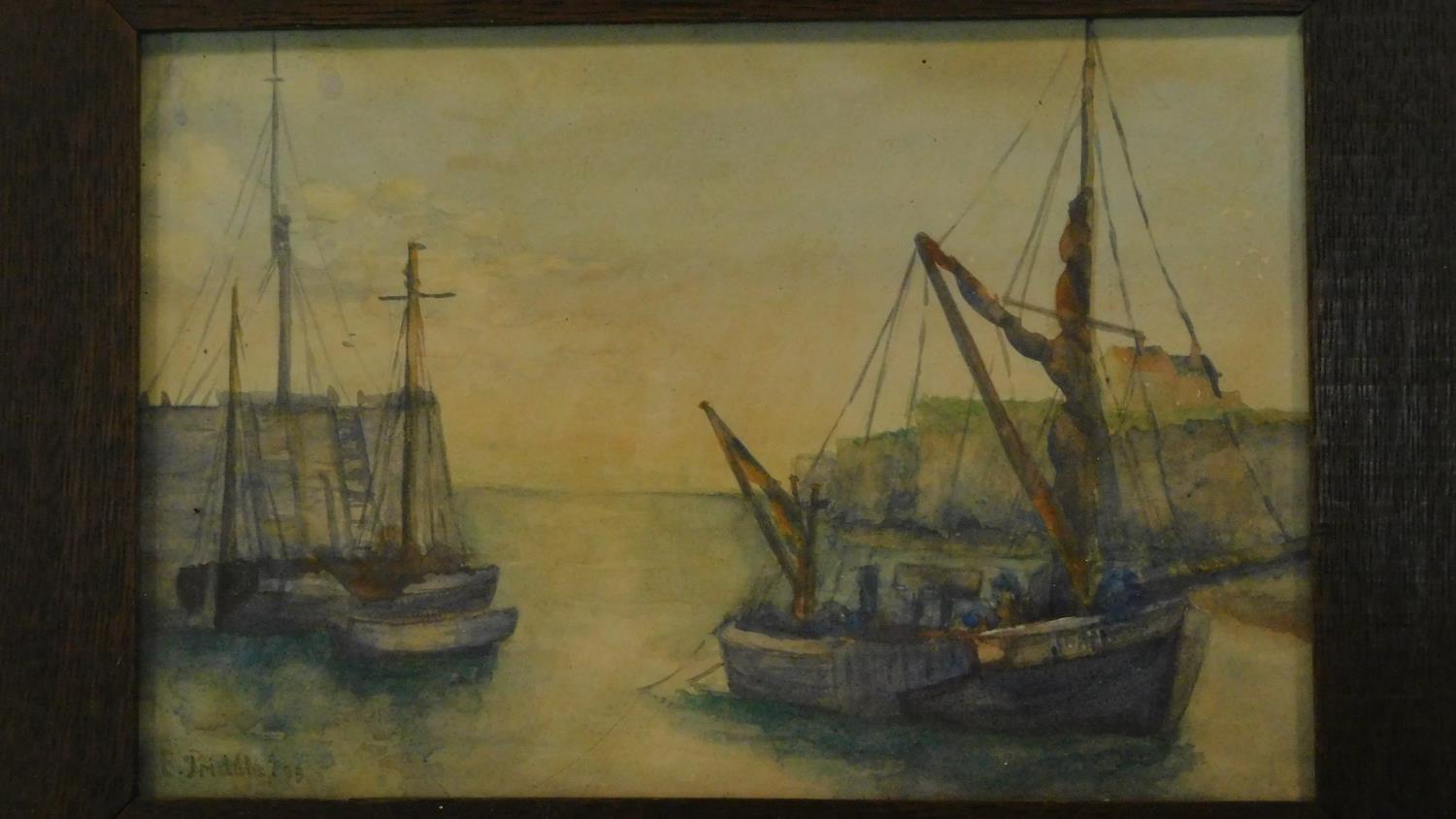 A framed and glazed watercolour, ships at sea and another similar. 49x39 - Image 4 of 6