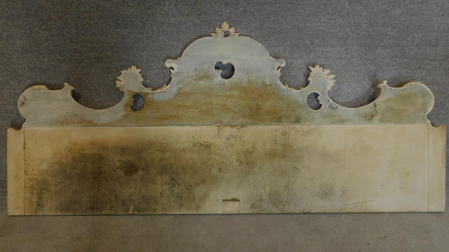 An ornate floral inlaid and painted large sized headboard. 100x227cm - Image 7 of 7