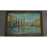A large framed and glazed watercolour, Venetian canal scene. 103x73cm