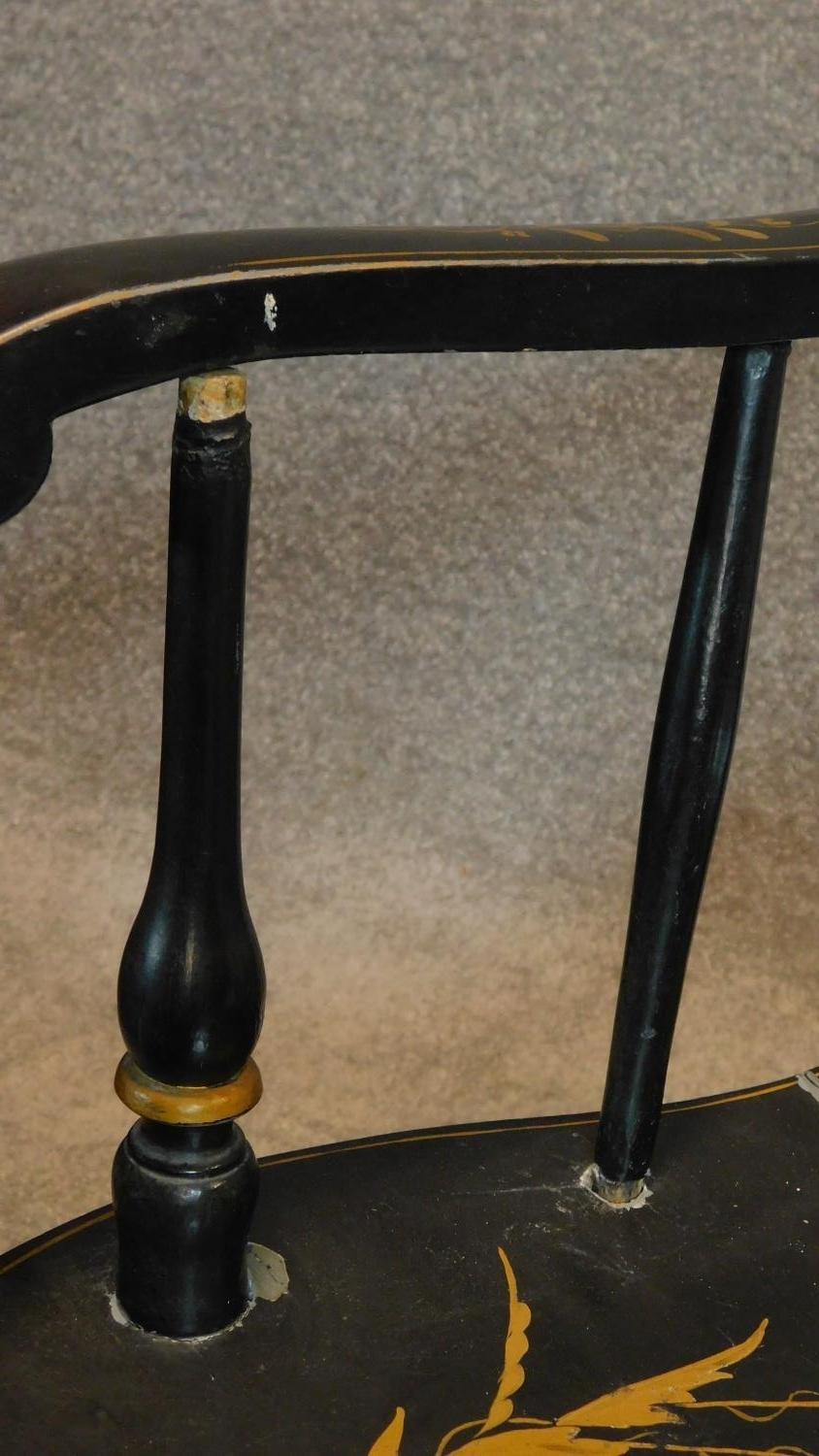 A 19th century ebonised and gilt painted rocking chair. H.113cm - Image 8 of 8