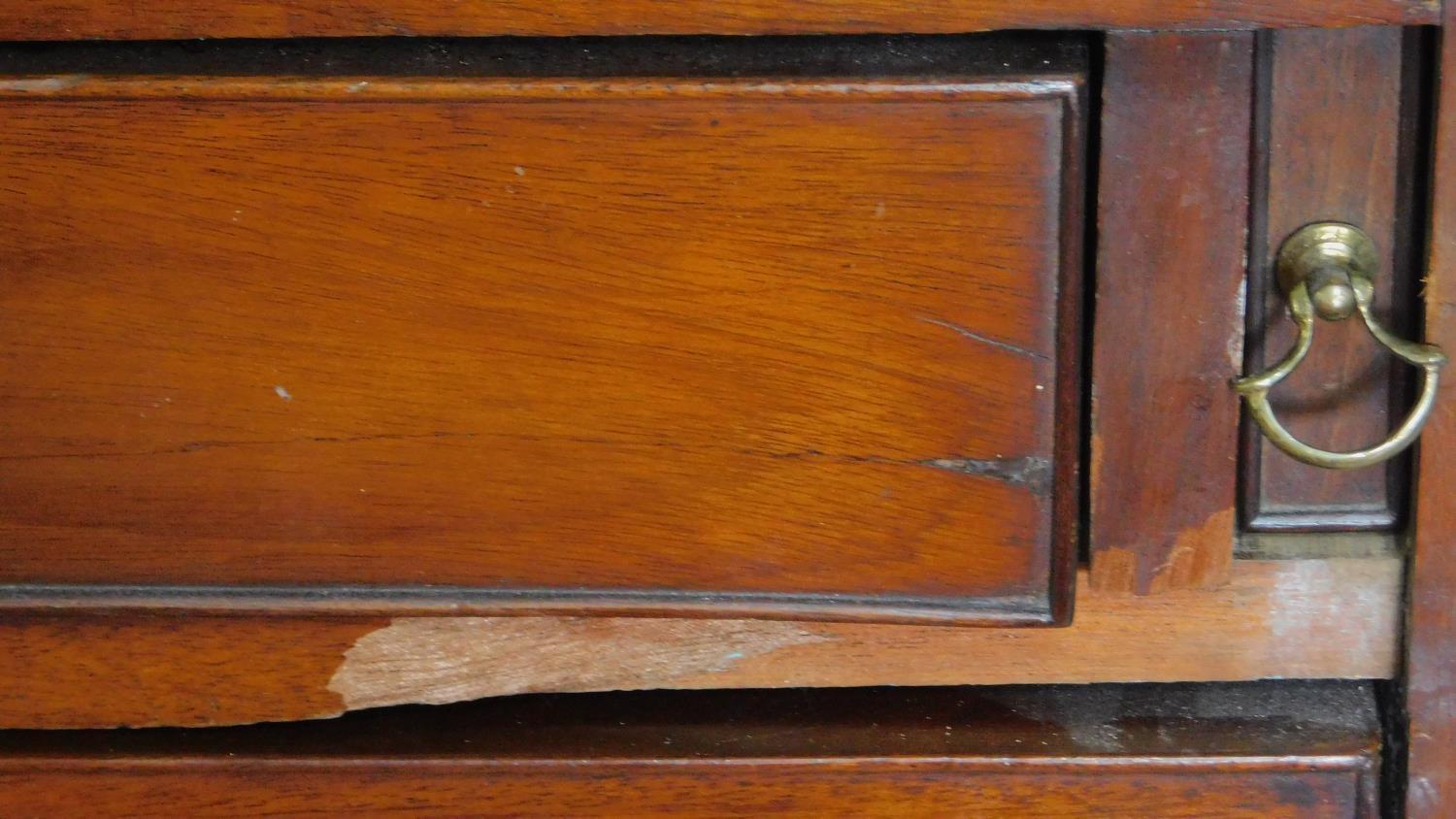 A Georgian mahogany bureau bookcase, the astragal glazed upper section above fall front revealing - Image 10 of 14