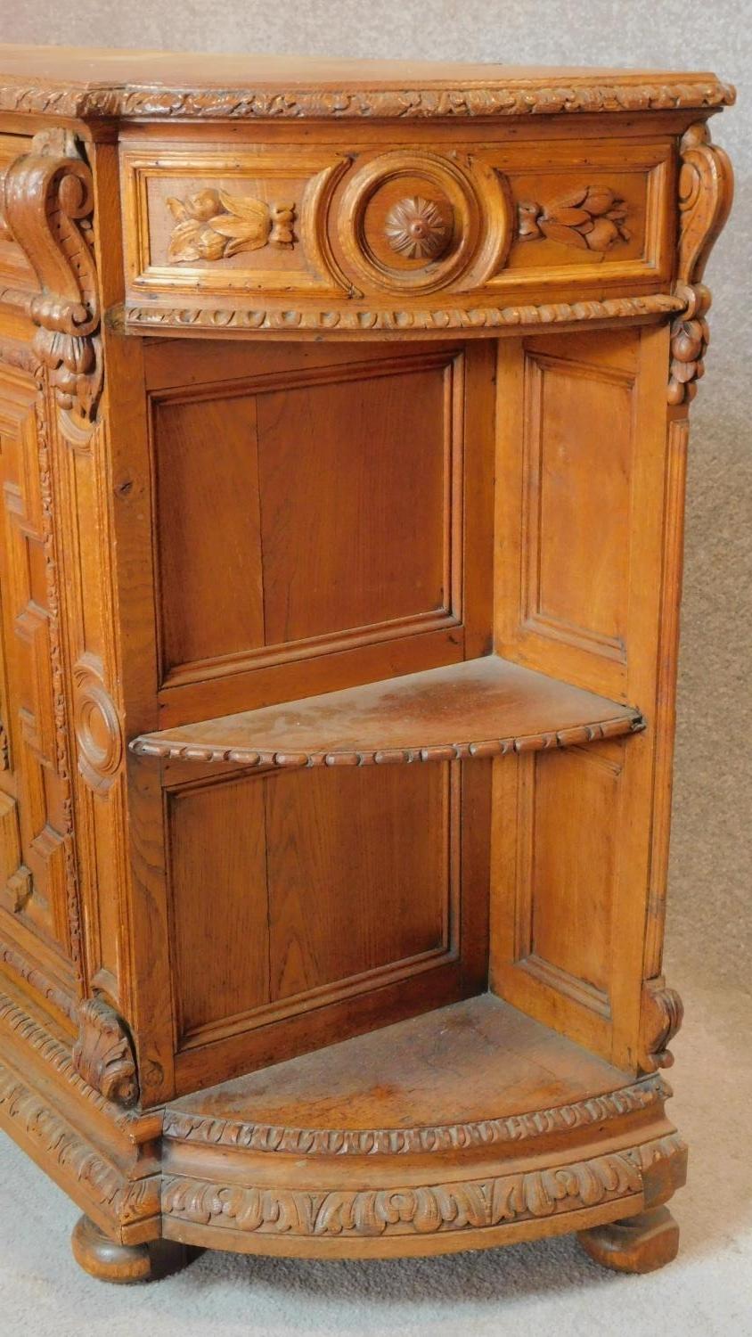 A 19th century Flemish style oak carved cabinet fitted doors and drawers. 100x155x44cm - Image 3 of 11